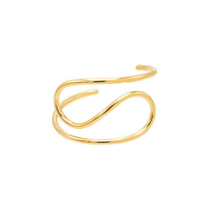 Gold Solid Thin Swirled Curved Cuff Bangle Bracelet - Adina Eden's Jewels