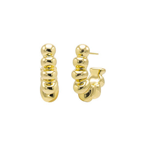 Gold Solid Graduated Open Beaded Hoop Earring - Adina Eden's Jewels
