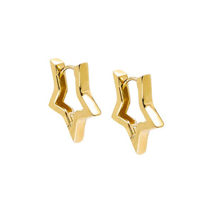 14K Gold Solid Star Shape Huggie Earring 14K - Adina Eden's Jewels