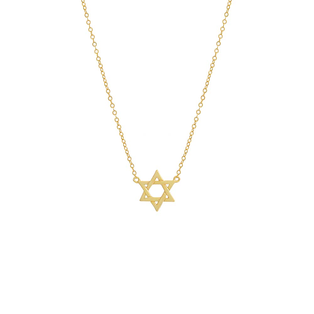 Gold Solid Star Of David Pendant Necklace - Adina Eden's Jewels