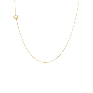 14K Gold Solid Sideways Star of David Necklace 14K - Adina Eden's Jewels