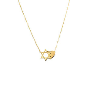 Gold Star Of David X Heart Pendant Necklace - Adina Eden's Jewels