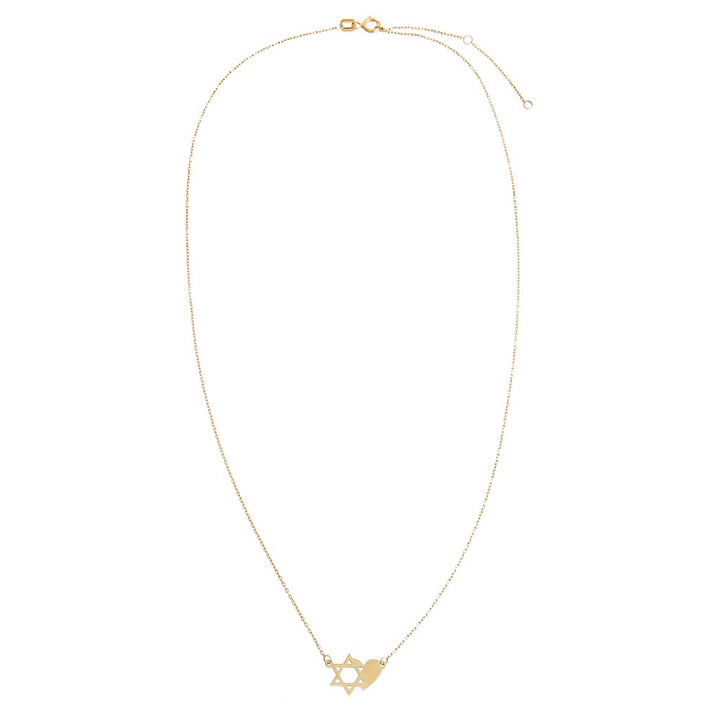  Star Of David X Heart Pendant Necklace 14K - Adina Eden's Jewels
