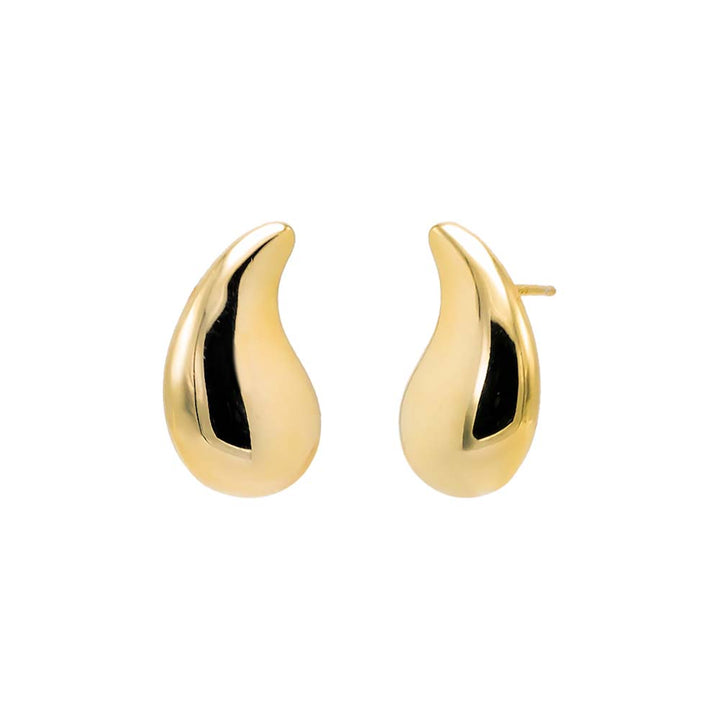 Gold Curved Teardrop On The Ear Stud Earring - Adina Eden's Jewels
