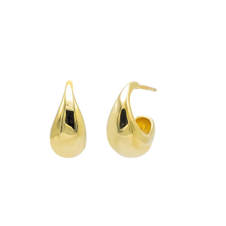 Gold Solid Graduated Curved Stud Earring - Adina Eden's Jewels