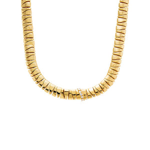 Gold Chunky Pave Accented Unique Shape Chain Necklace - Adina Eden's Jewels