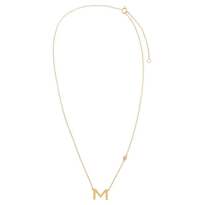  Diamond Bezel X Solid Initial Necklace 14K - Adina Eden's Jewels