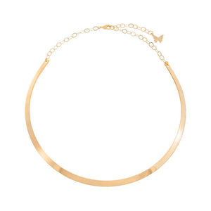 Gold Solid Thin Curved Collar Necklace - Adina Eden's Jewels