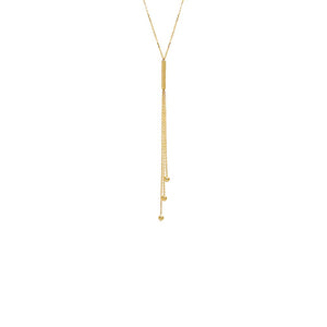 Bar & Ball Drop Lariat Necklace 14K