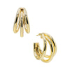 Gold / 35MM Solid Triple Hollow Hoop Earring - Adina Eden's Jewels