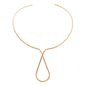 Gold Solid Collar Pendant Choker Necklace - Adina Eden's Jewels