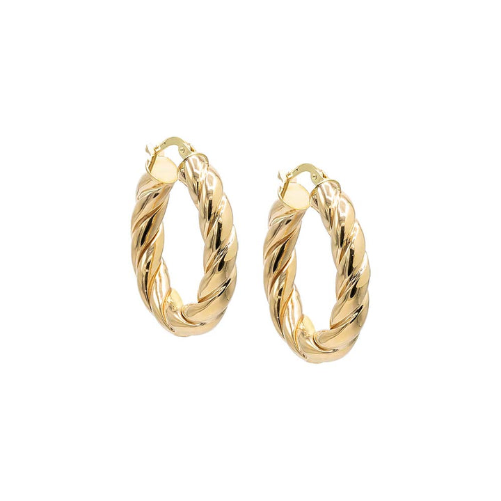 14K Gold Oval Rope Twist Hoop Earring 14K - Adina Eden's Jewels