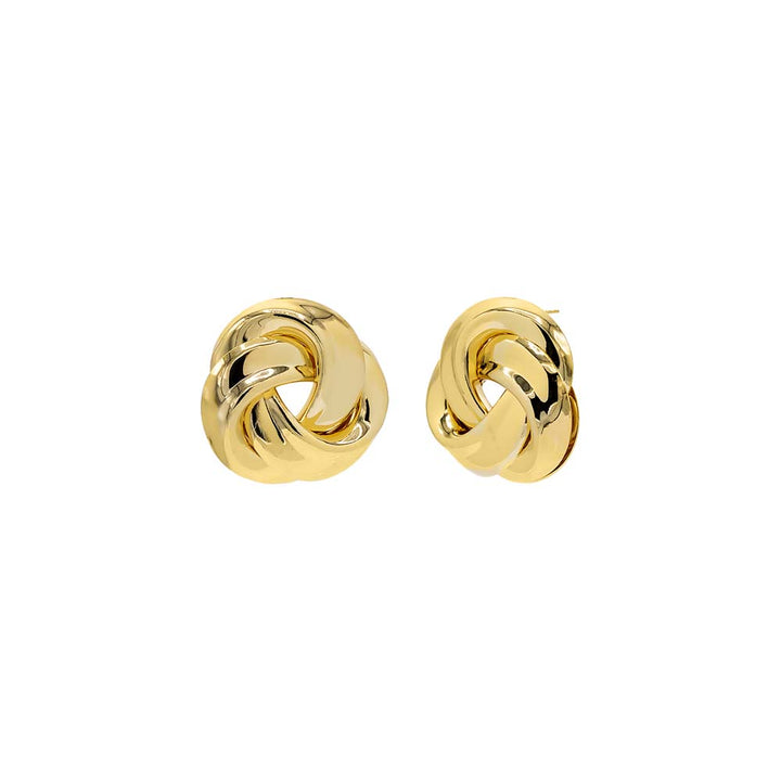 Gold Solid Large Love Knot Stud Earring - Adina Eden's Jewels