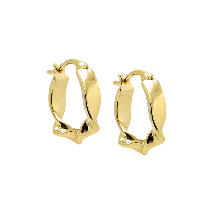 Gold Solid Twister Squiggly Hoop Earring - Adina Eden's Jewels