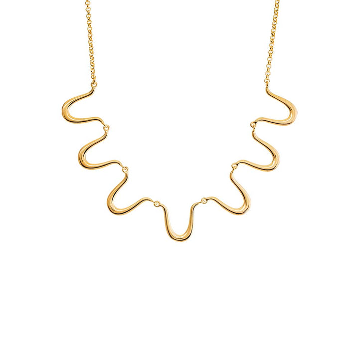 Gold Solid Squiggly Half Chain Necklace - Adina Eden's Jewels