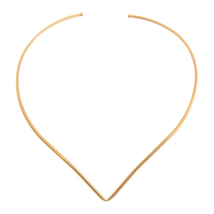 Gold Solid V Shape Collar Choker Necklace - Adina Eden's Jewels