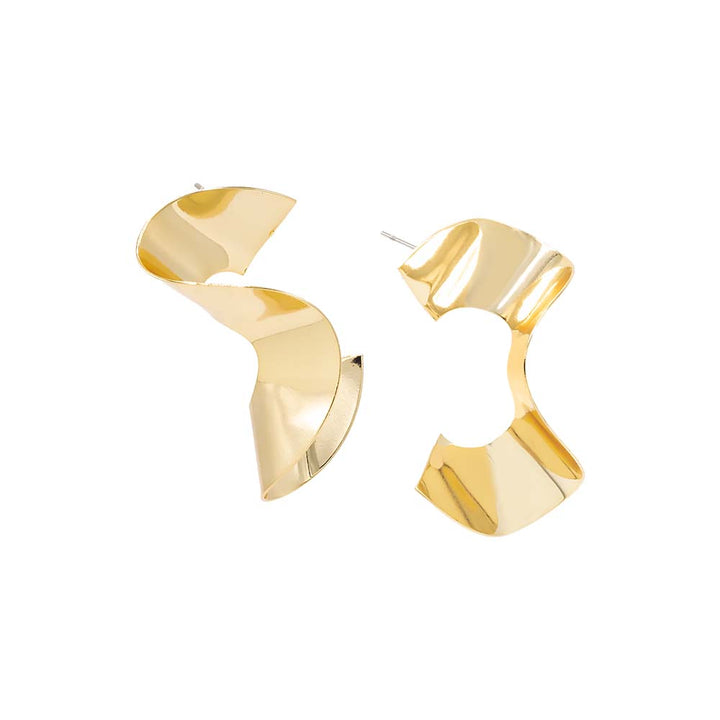Gold Solid Fluid Drop Stud Earring - Adina Eden's Jewels