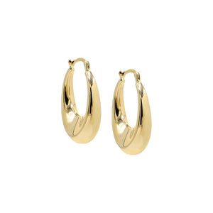 14K Gold Solid Large Graduated Puff Hoop Earring 14K - Adina Eden's Jewels