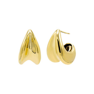 Gold Solid Wide Curved Chunky Stud Earring - Adina Eden's Jewels