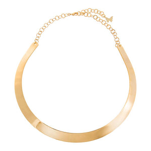Gold Solid Wide Curved Collar Necklace - Adina Eden's Jewels