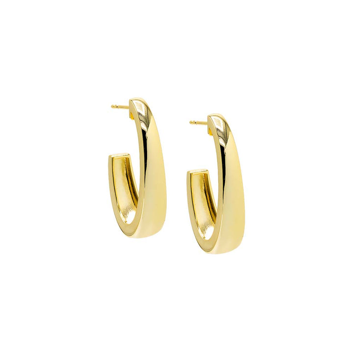 Gold Graduated Elongated Oval Hoop Earring - Adina Eden's Jewels