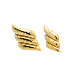 Gold Solid Triple Wave On The Ear Stud Earring - Adina Eden's Jewels