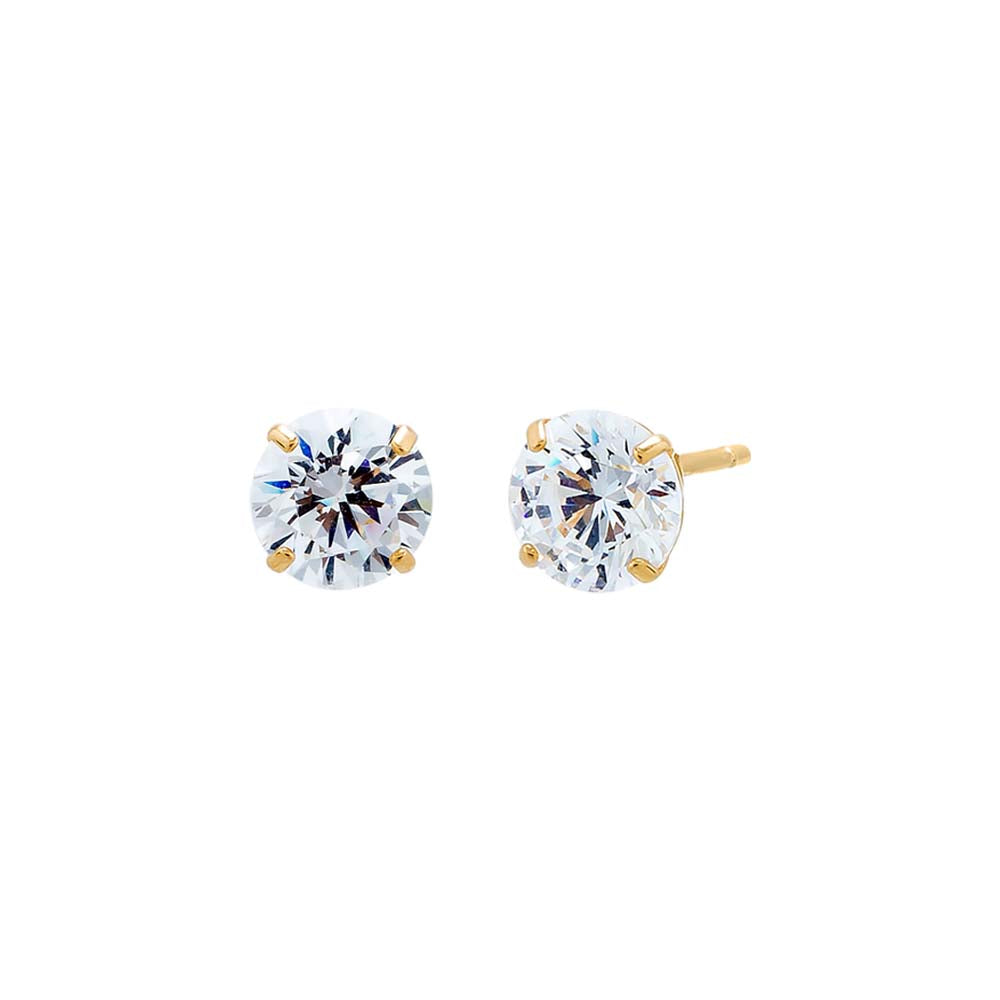 14K Gold / 2MM Lab Grown Diamond Four Prong Solitaire Stud Earring 14K - Adina Eden's Jewels