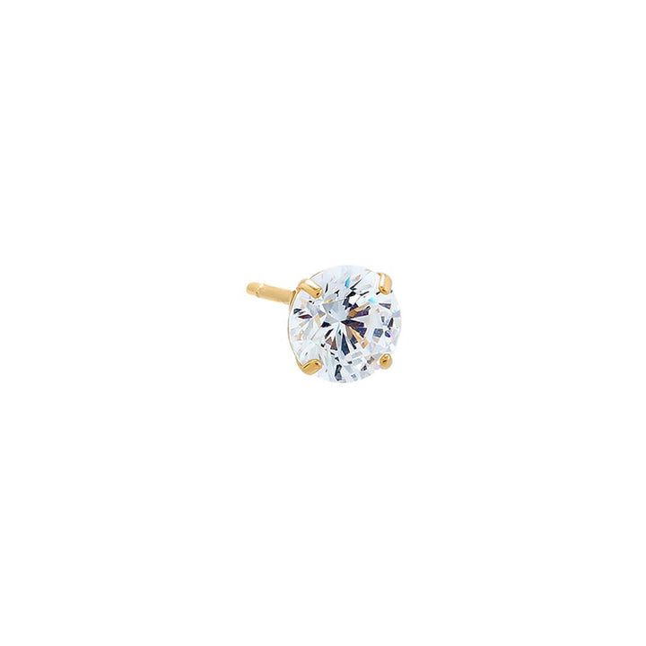 14K Gold / 6 MM / Single Solitaire Stud Earring 14K - Adina Eden's Jewels