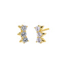 Gold / Pair Triple CZ Curved Spike Stud Earring - Adina Eden's Jewels