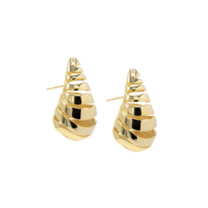 Gold Solid Twisted Graduated Drop Stud Earring - Adina Eden's Jewels