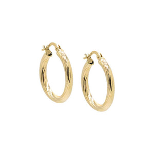 14K Gold Fluted Spiral Tube Hoop Earring 14K - Adina Eden's Jewels
