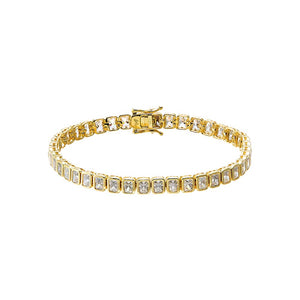 Gold Moissanite Emerald Bezel Tennis Bracelet - Adina Eden's Jewels