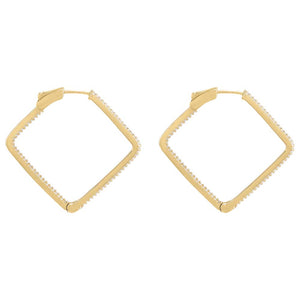  Pavé Diamond Shape Hoop Earring - Adina Eden's Jewels