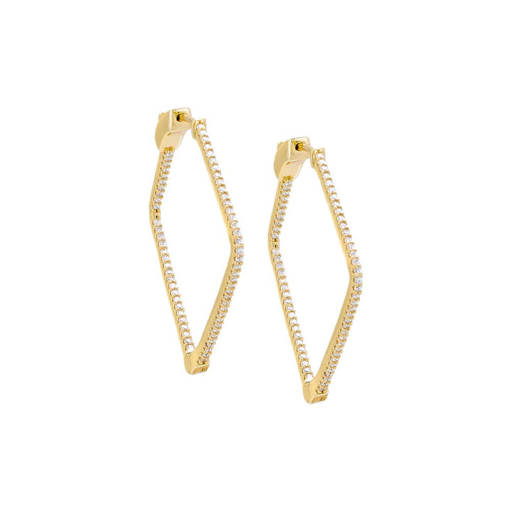 Gold Pavé Diamond Shape Hoop Earring - Adina Eden's Jewels