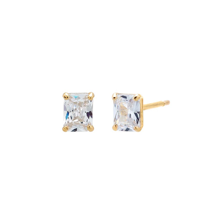 14K Gold / Pair CZ Baguette Shape Stud Earring 14K - Adina Eden's Jewels