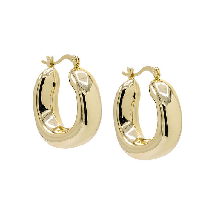 Gold Solid Wide Chunky Square Hoop Earring - Adina Eden's Jewels