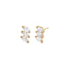 Gold / Pair Triple Marquise Stud Earring - Adina Eden's Jewels