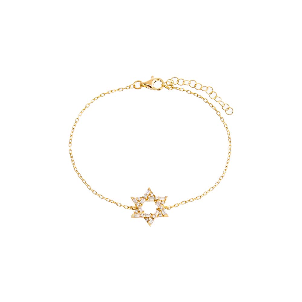 Gold CZ Baguette Star Of David Bracelet - Adina Eden's Jewels