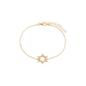 Gold CZ Baguette Star Of David Bracelet - Adina Eden's Jewels