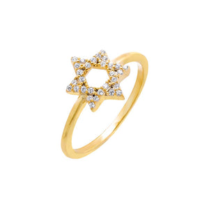Gold / 6 Pave Star Of David Ring - Adina Eden's Jewels