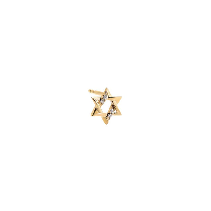 14K Gold / Single Diamond Pave/Solid Star Of David Stud Earring 14K - Adina Eden's Jewels