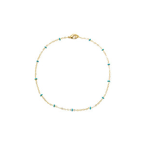 Colored Enamel Beaded Link Chain Anklet