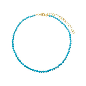 Turquoise / 4MM Turquoise Natural Stone Beaded Chain Choker - Adina Eden's Jewels