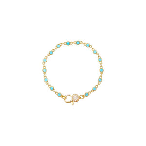 Turquoise Colored CZ Bezel Pave Clasp Tennis Link Chain Bracelet - Adina Eden's Jewels