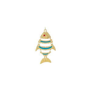 Turquoise Colored Enamel Moving Fish Charm - Adina Eden's Jewels
