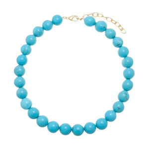 Turquoise / 14MM / 16IN Turquoise Natural Stone Ball Chain Necklace - Adina Eden's Jewels