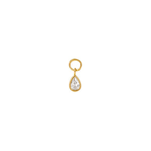 14K Gold Tiny CZ Teardrop Bezel Charm 14K - Adina Eden's Jewels