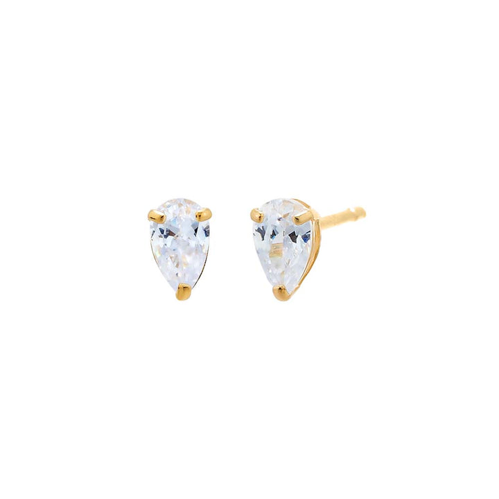 14K Gold / Pair CZ Pear Shape Stud Earring 14K - Adina Eden's Jewels