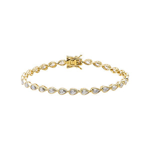 Gold Moissanite Pear Bezel Tennis Bracelet - Adina Eden's Jewels