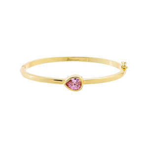 Pink Colored Pear Shape Bezel Bangel - Adina Eden's Jewels
